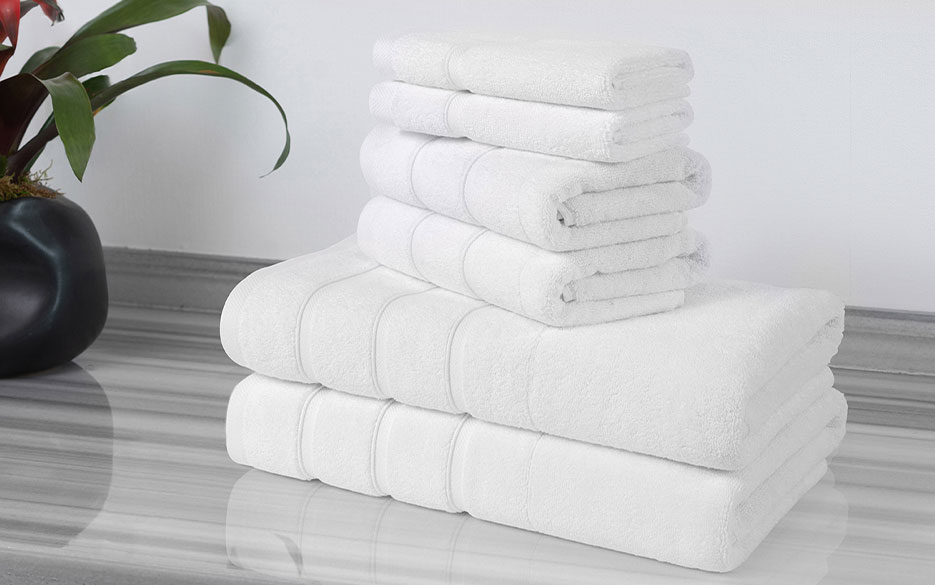 Our Six-Piece Striped Trim Towel Set from Mandalay Bay Resort